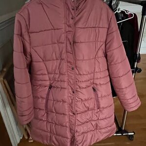 Women's Quilted Long Puffer Coat - Rose